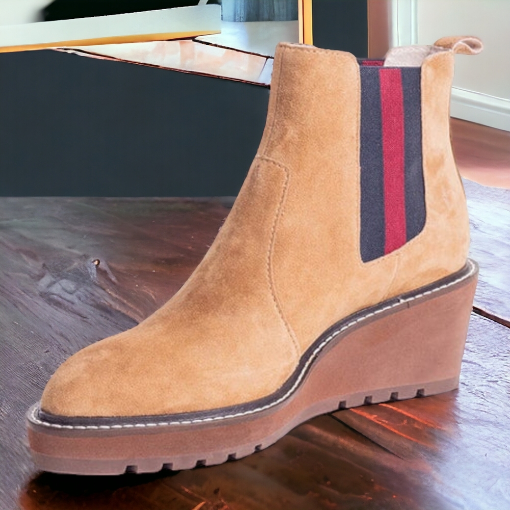 CECELIA NEW YORK GEMMA SLIP ON LOW WEDGE BOOT NUTELLA  SZ  7.5M